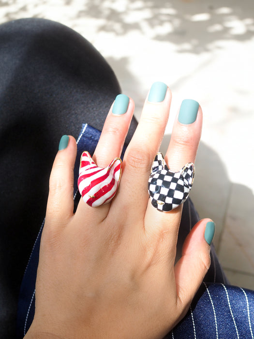 Checkered Cat Ring | MaewMarch