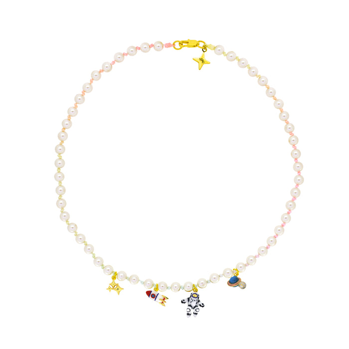 Space Walker Pearl Choker Pastel and Rainbow | Happy Story