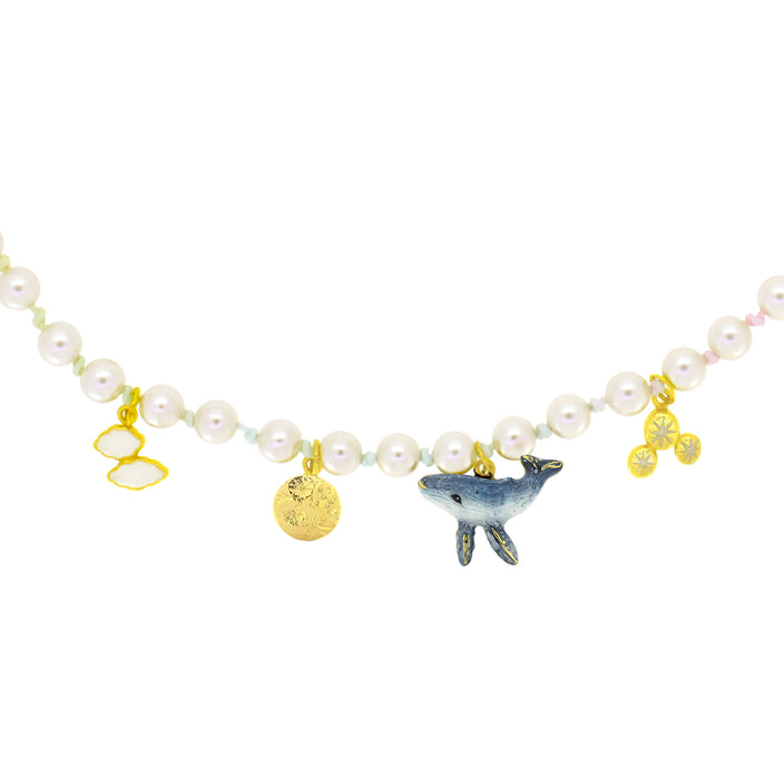 Flying Whale Pearl Choker Pastel and Rainbow | Happy Story