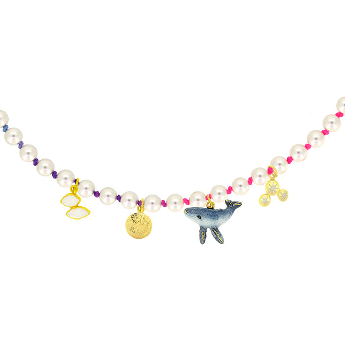 Flying Whale Pearl Choker Pastel and Rainbow | Happy Story