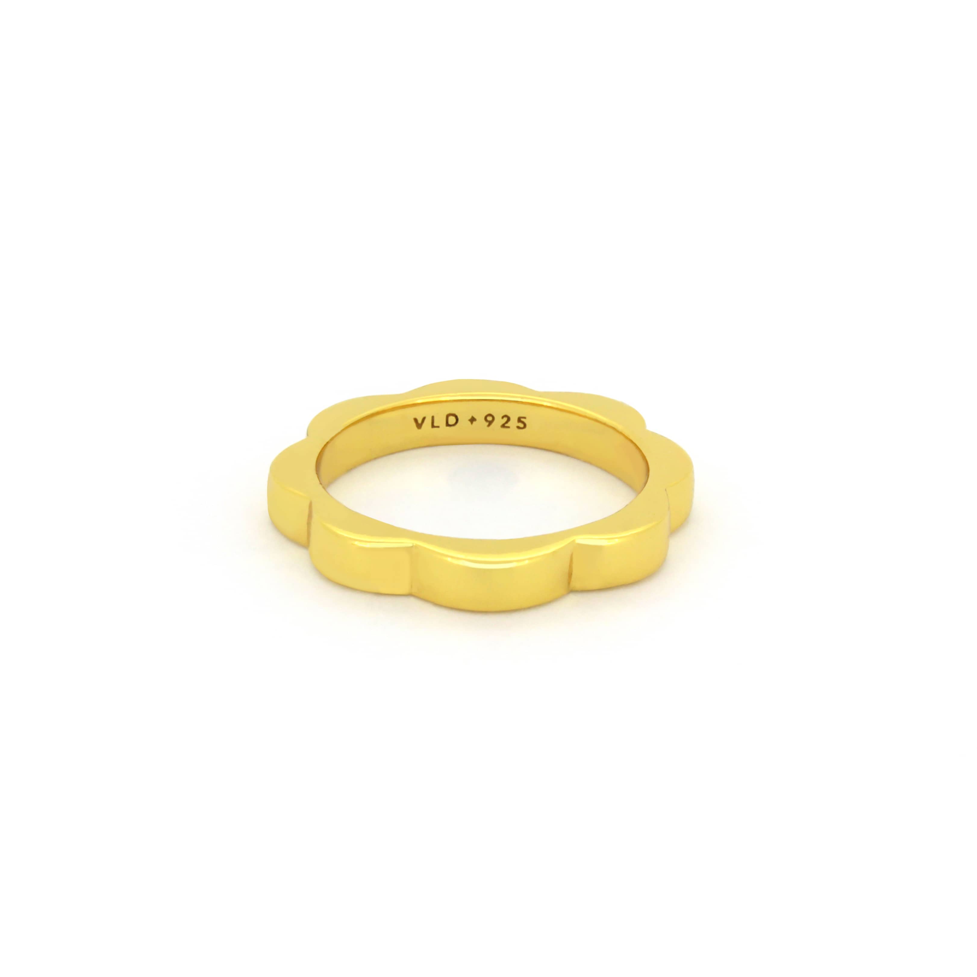 Gold-plated bold stacking ring with a flower design