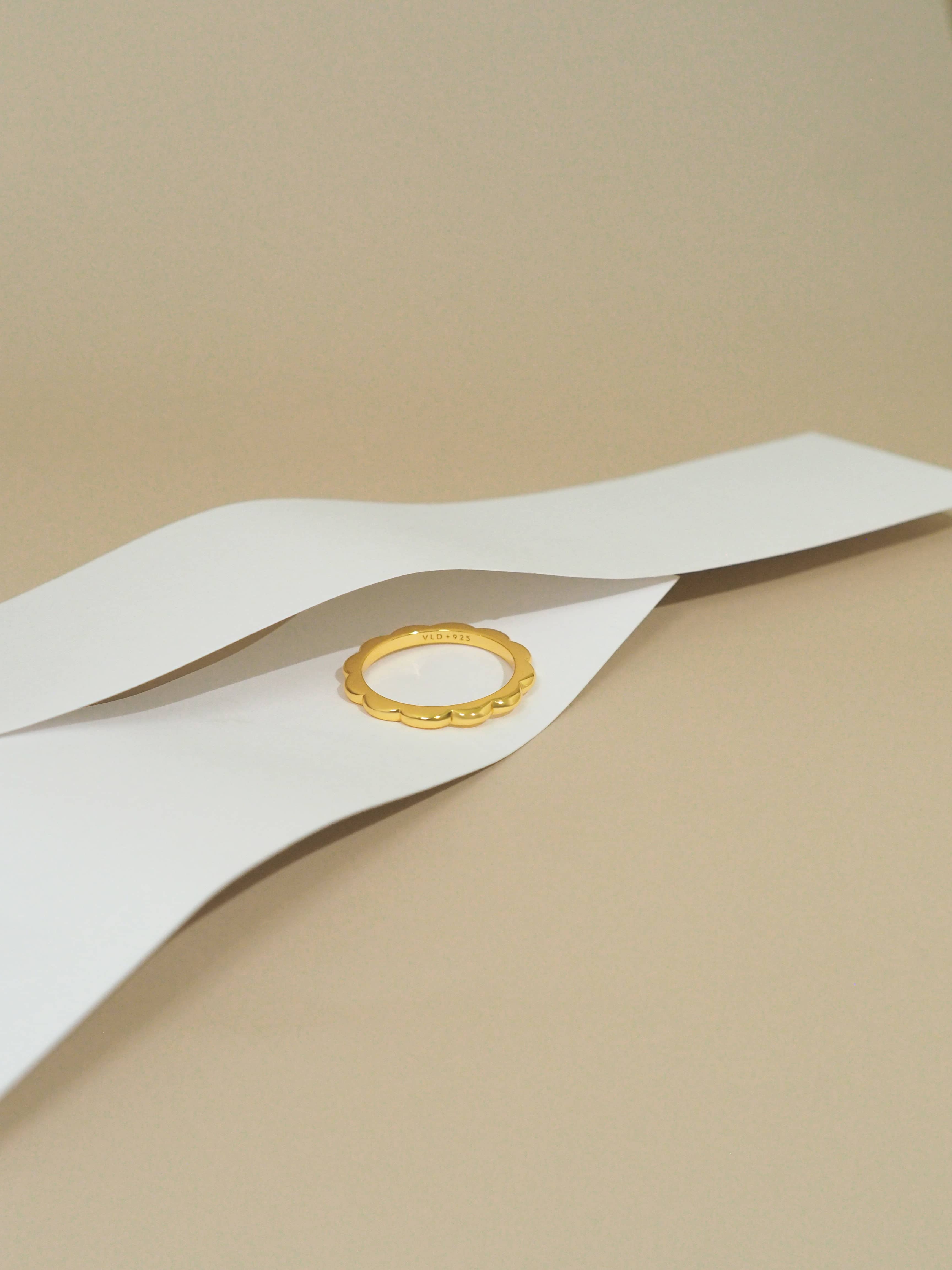 Minimal gold-plated stacking ring with a chic design.