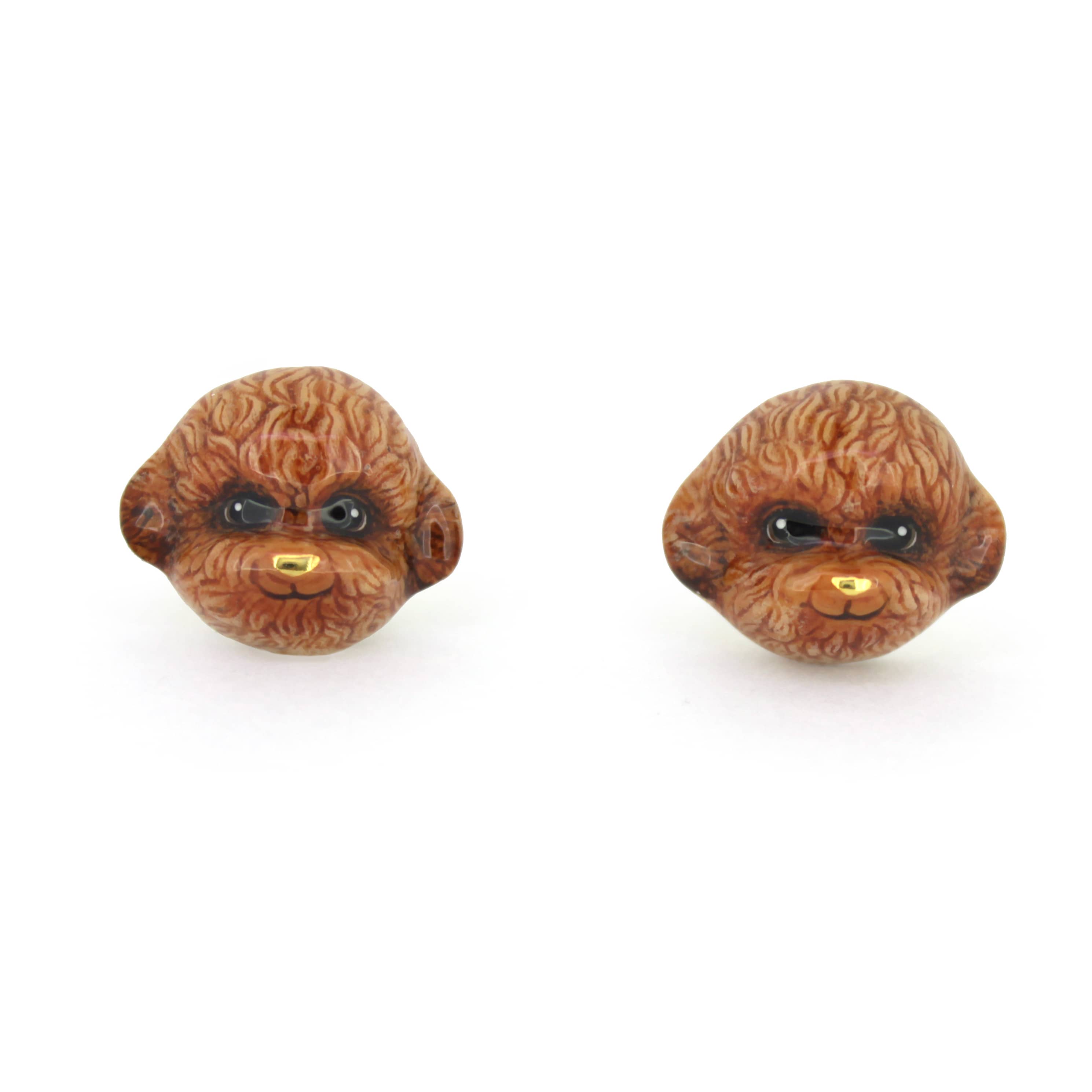 Handcrafted brown poodle earrings with a cute design.