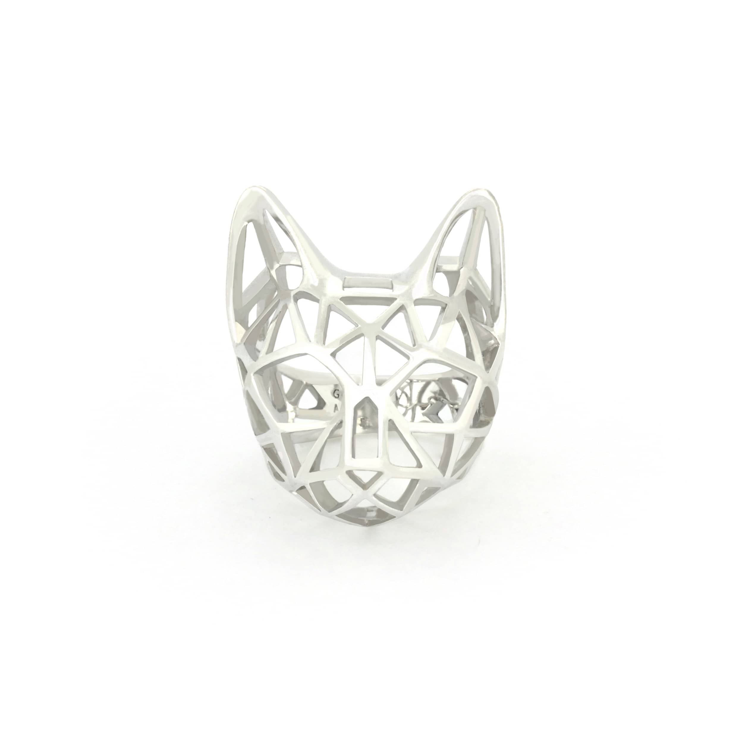 Artistic cat ring showcasing a contemporary geometric style.