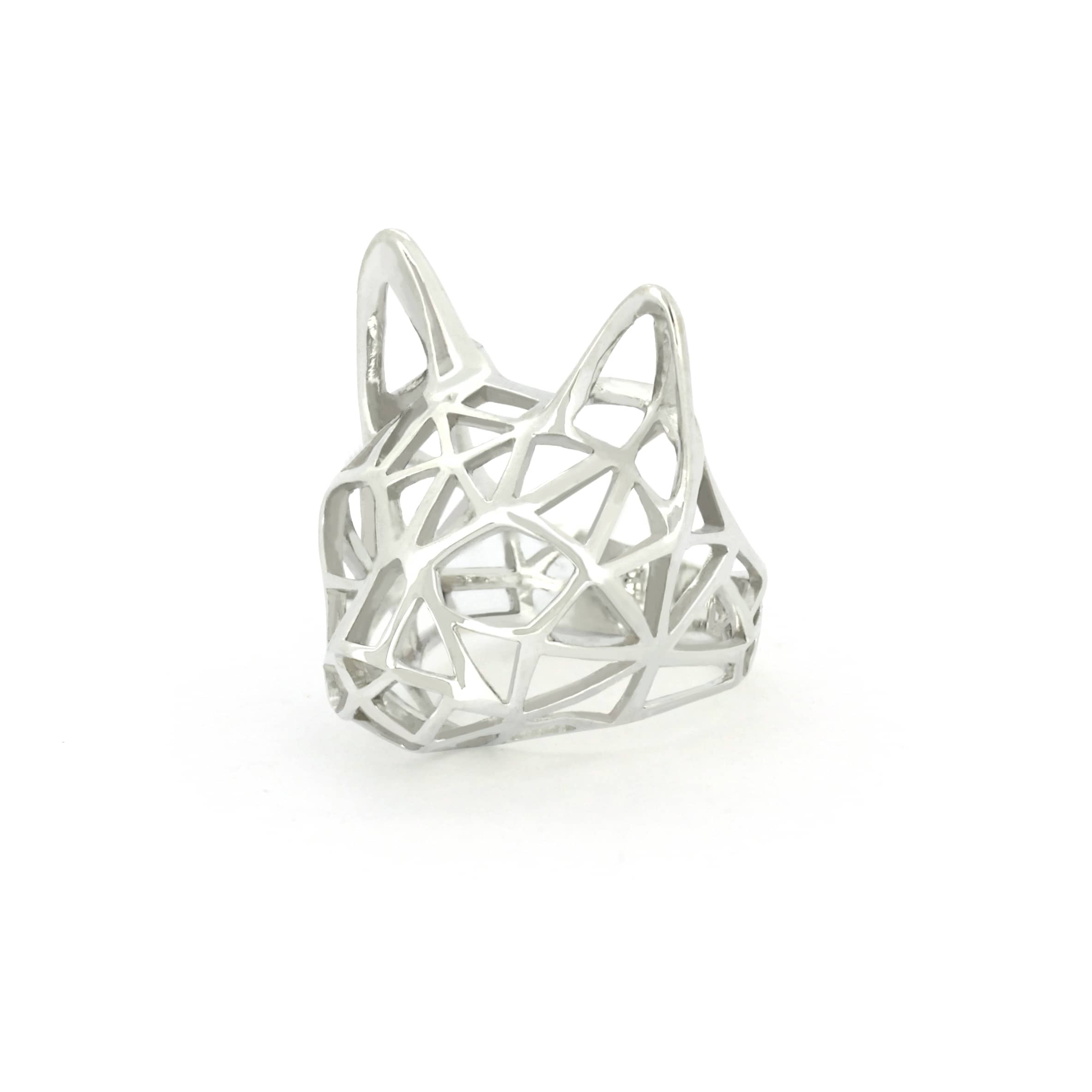 Artistic cat ring showcasing a contemporary geometric style.