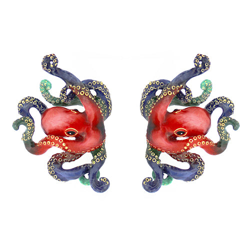 Red Octopus Earrings