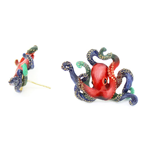 Red Octopus Earrings