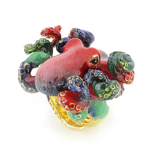Red Octopus Ring