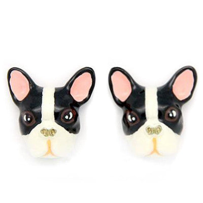 French Bulldog Earrings B&W