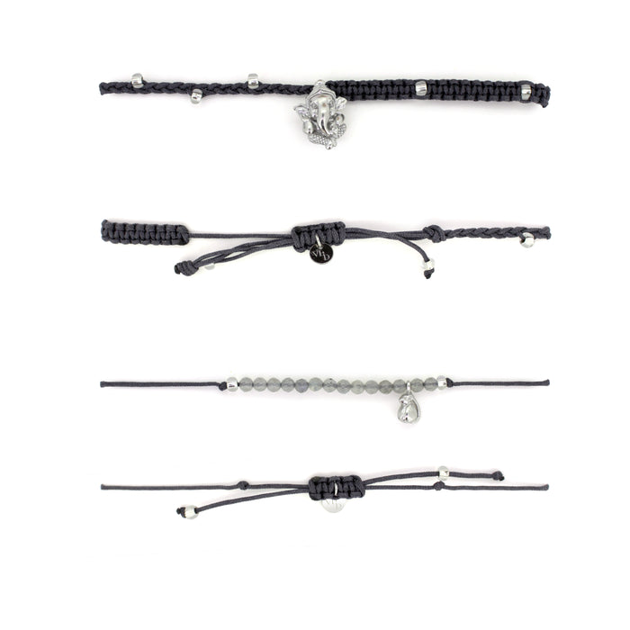 Ganesha Silver-Charcoal SET Bracelets / Favora - Lucky