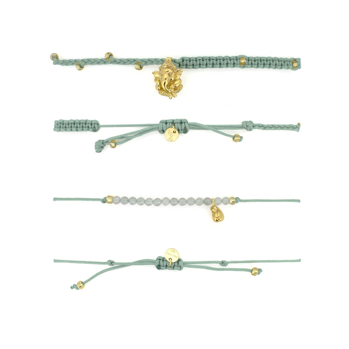 Ganesha Gold-Green SET Bracelets / Favora - Lucky