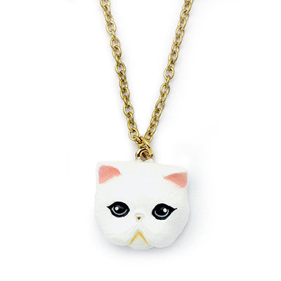 Jumpee White Persian Cat Necklace