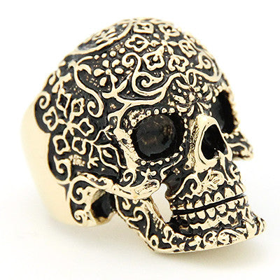 Filigree Skull Gold-Black Ring