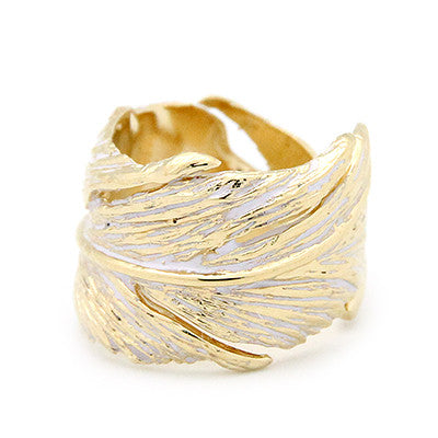Feather Ring Gold-White