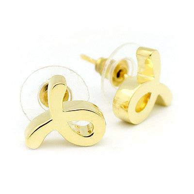Script Small L Earrings Gold