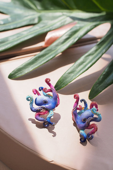 Purple Octopus Earrings