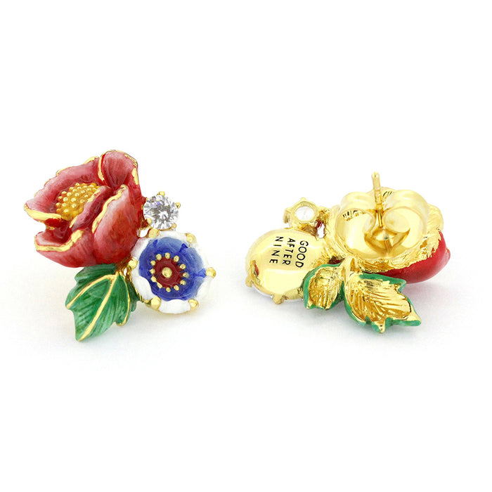 Orient Romance Love Flower Stud Earrings