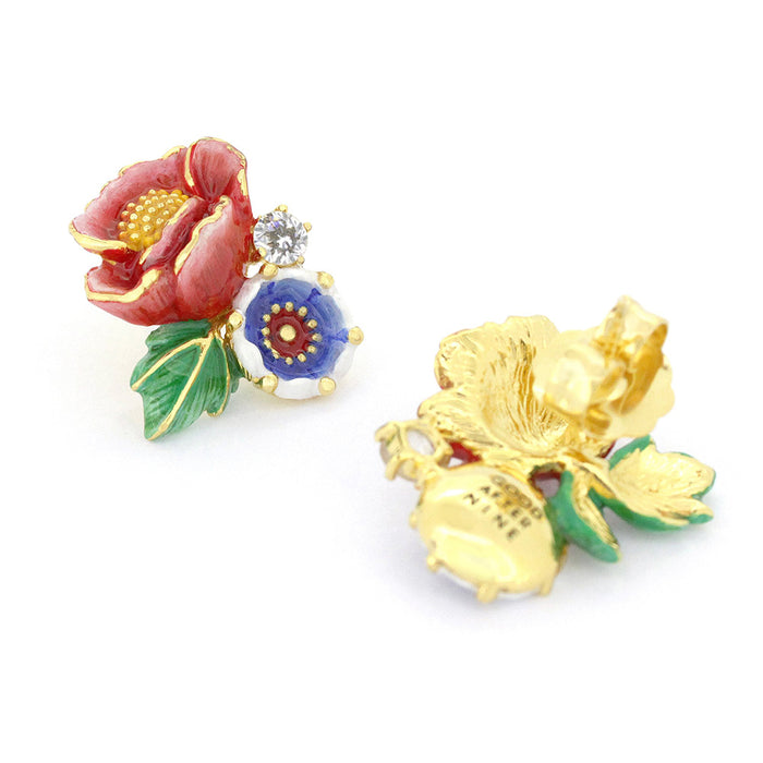 Orient Romance Love Flower Stud Earrings