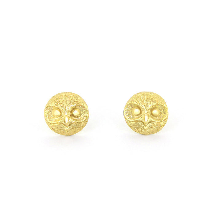 Happy Spotted Owl Stud Earrings 925 Sterling Silver