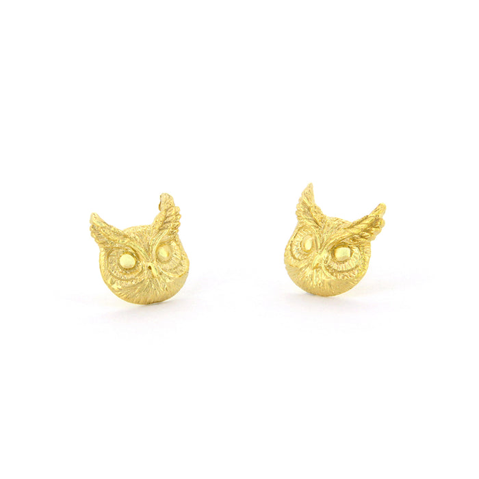 Merry Great Horn Owl Stud Earrings 925 Sterling Silver