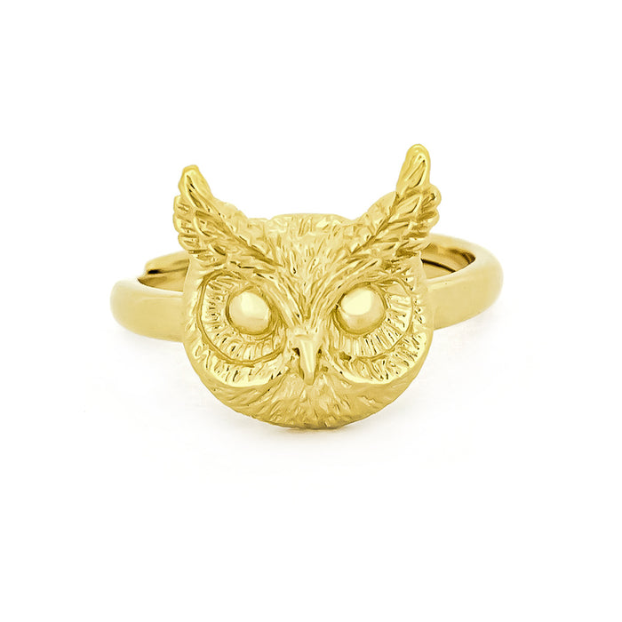 Merry Great Horn Owl Ring 925 Sterling Silver
