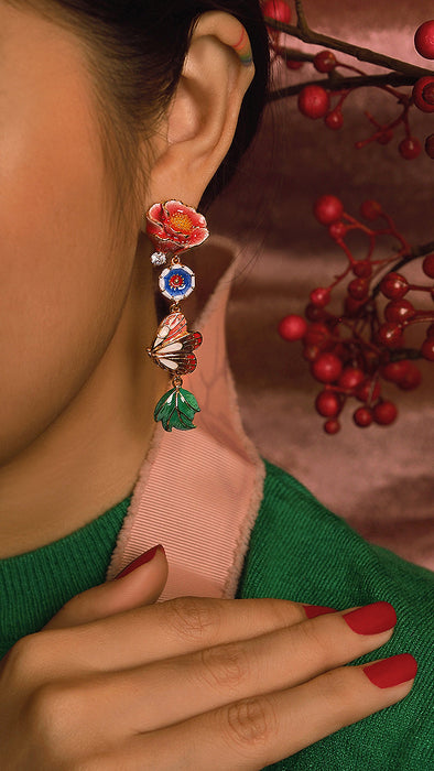 Orient Romance Tiger Butterfly Earrings