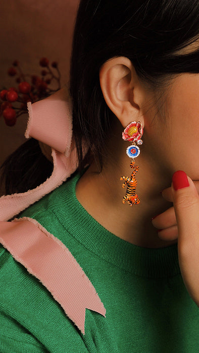 Orient Romance Tiger Butterfly Earrings