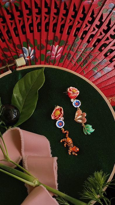 Orient Romance Tiger Butterfly Earrings
