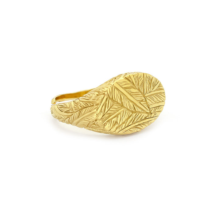 Pattern Feather Ring 925 Sterling Silver