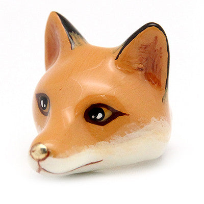 Handcrafted red fox head ring with detailed facial features and a gold nose.