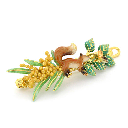 Nature-inspired hairpin with a fox, a butterfly and foliage motif.