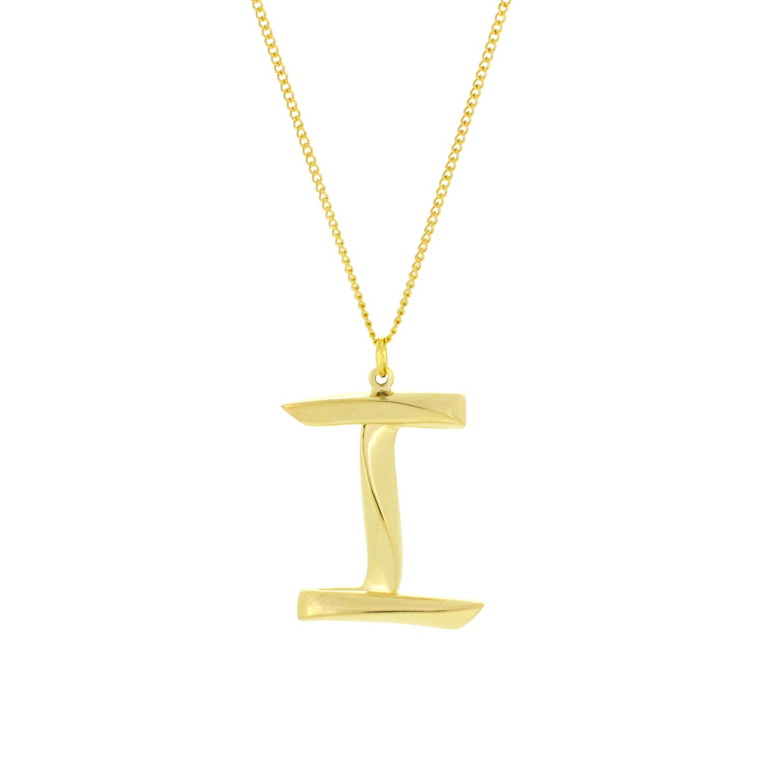 Trendy necklace with a gold-colored letter I pendant for fashion lovers.