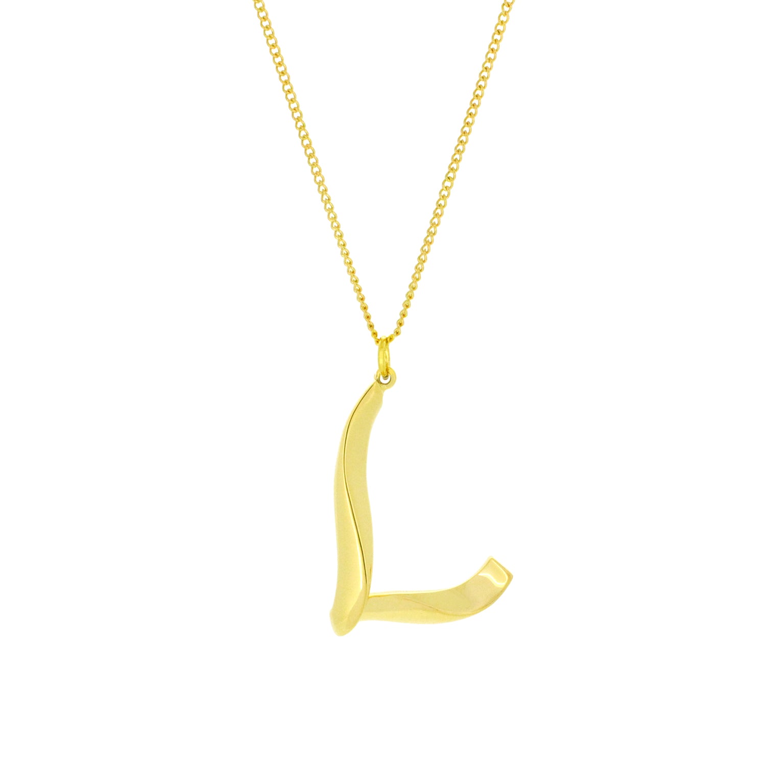 Beautiful gold plating finish necklace showcasing an artistic letter L.