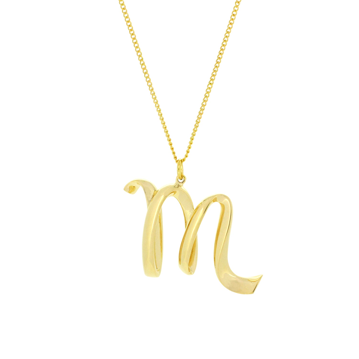 Elegant gold plating initial necklace featuring a stylish 'M' pendant.