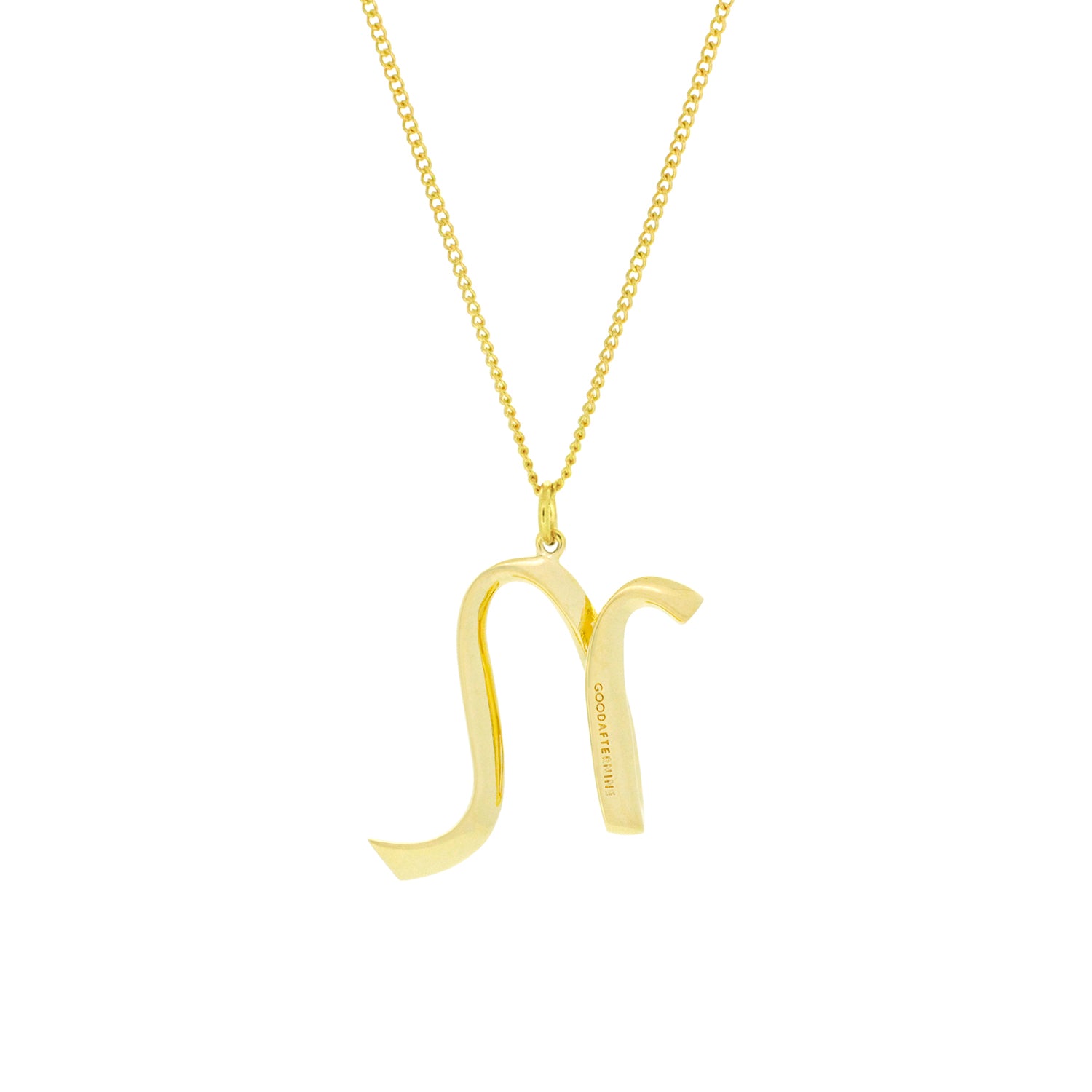 Gold-colored necklace with a beautiful letter N pendant.