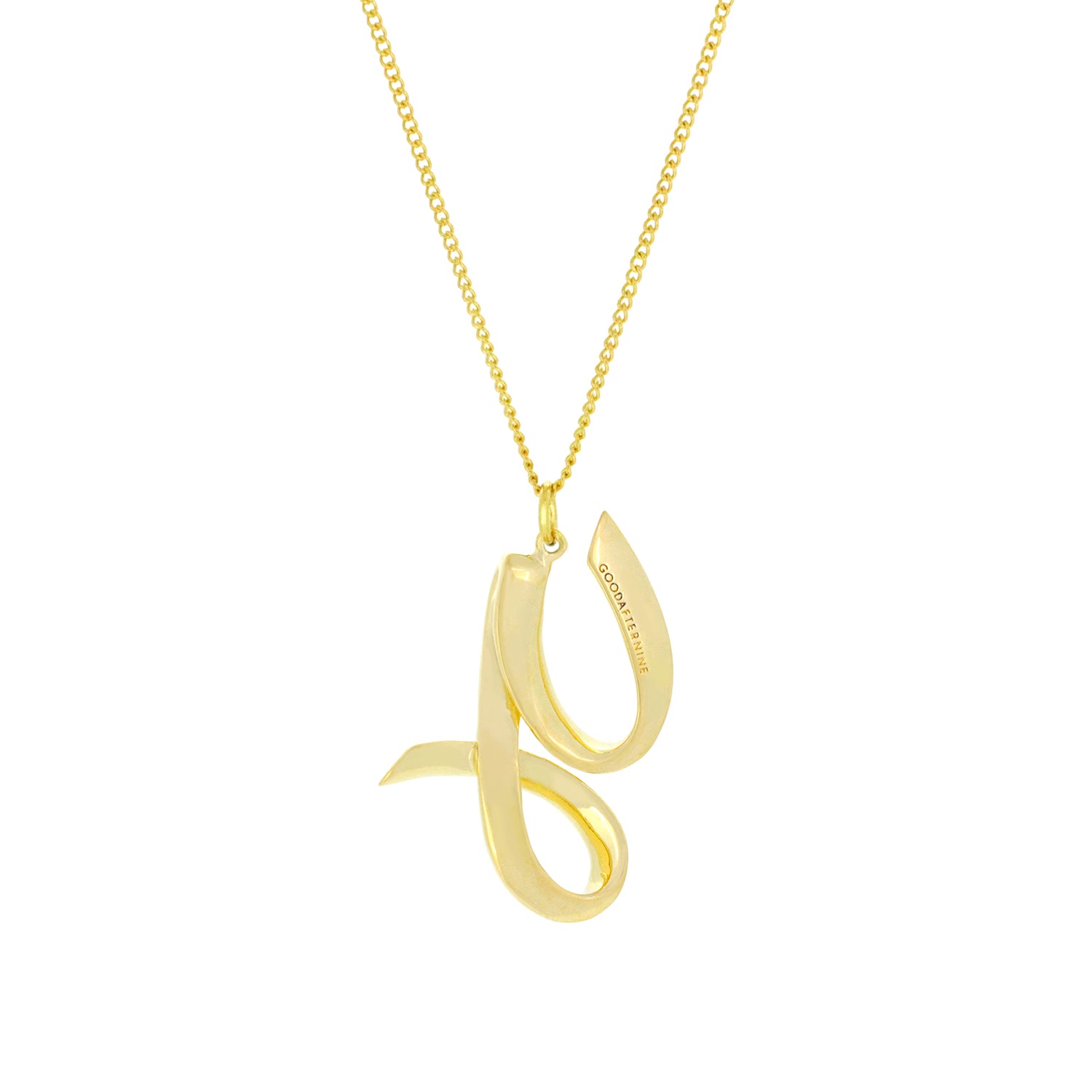Gold-colored necklace with a beautiful letter Y pendant.