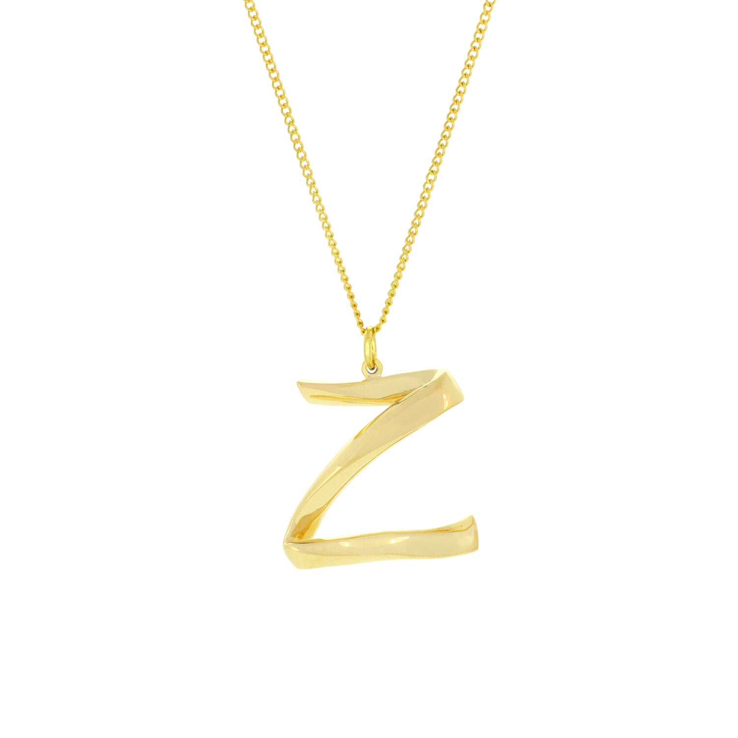 Gold-colored necklace with a unique letter Z pendant.