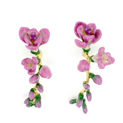 Charming spring flower earrings with a vibrant pink color.