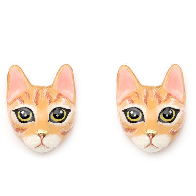 Unique handmade earrings featuring a ginger cat design