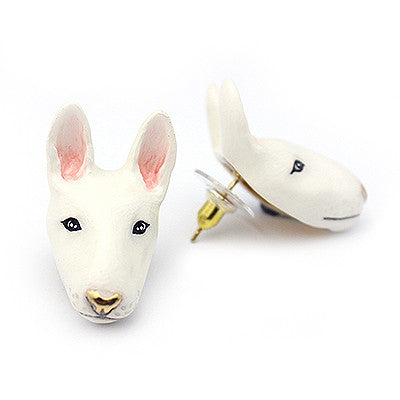 Adorable bull terrier earrings perfect for dog lovers.