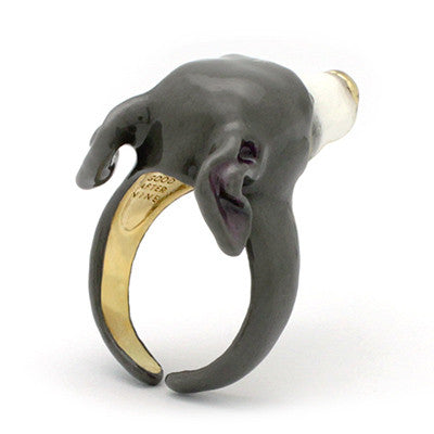 Handcrafted ring featuring a head of an Italian Greyhound with detailed facial features.