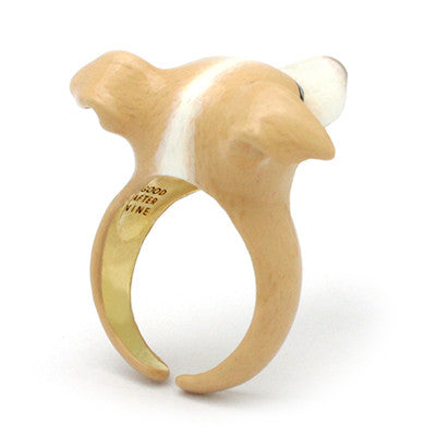 Handcrafted ring featuring a head of an Italian Greyhound with detailed facial features.