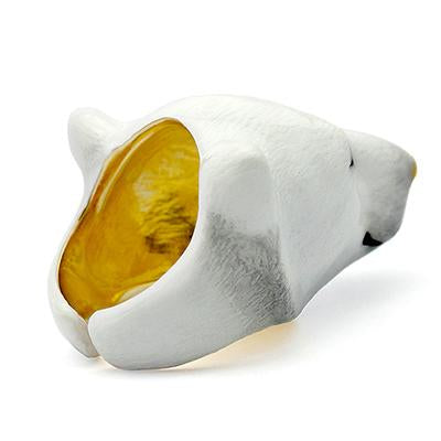 Polar bear ring featuring a cute design with black eyes and a gold nose.