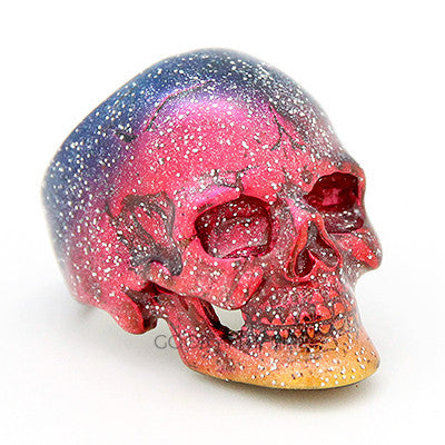 Unique skull ring featuring a galaxy-inspired pattern.