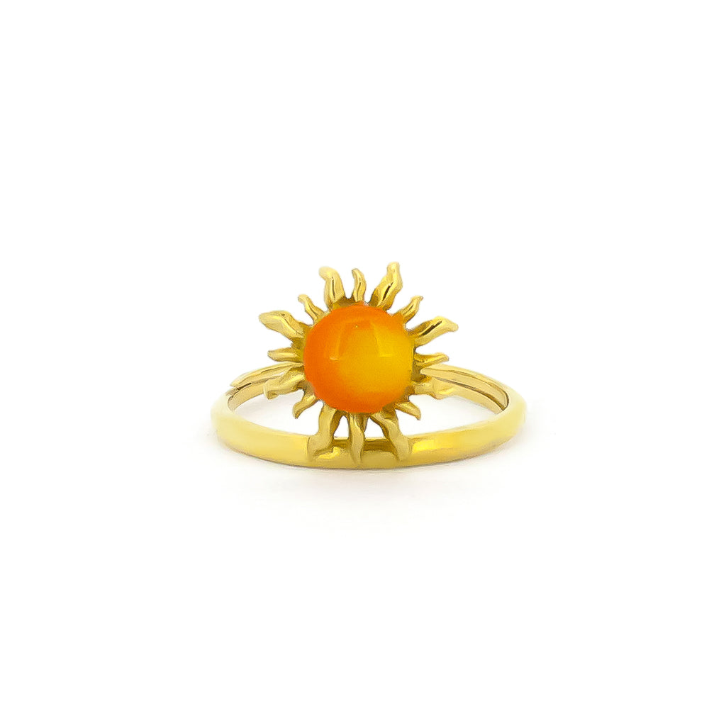 Yellow sunshine ring with a vibrant sun design